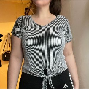 Striped tie up shirt